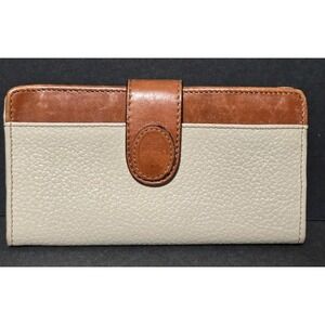 YBS Leather Wallet Women Tan And Brown Card Holder Pockets Snap Zip Closure